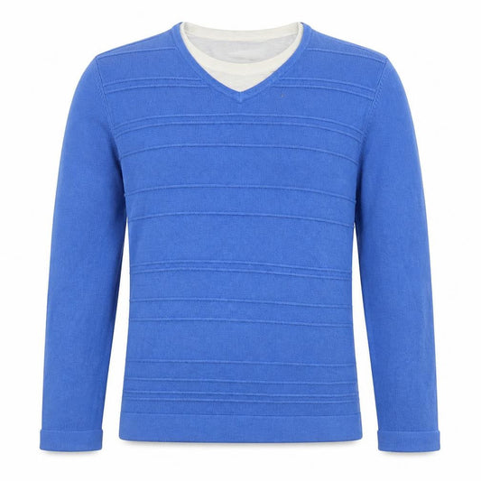 BHS Mens Blue V-Neck Acrylic Pullover Jumper Size S