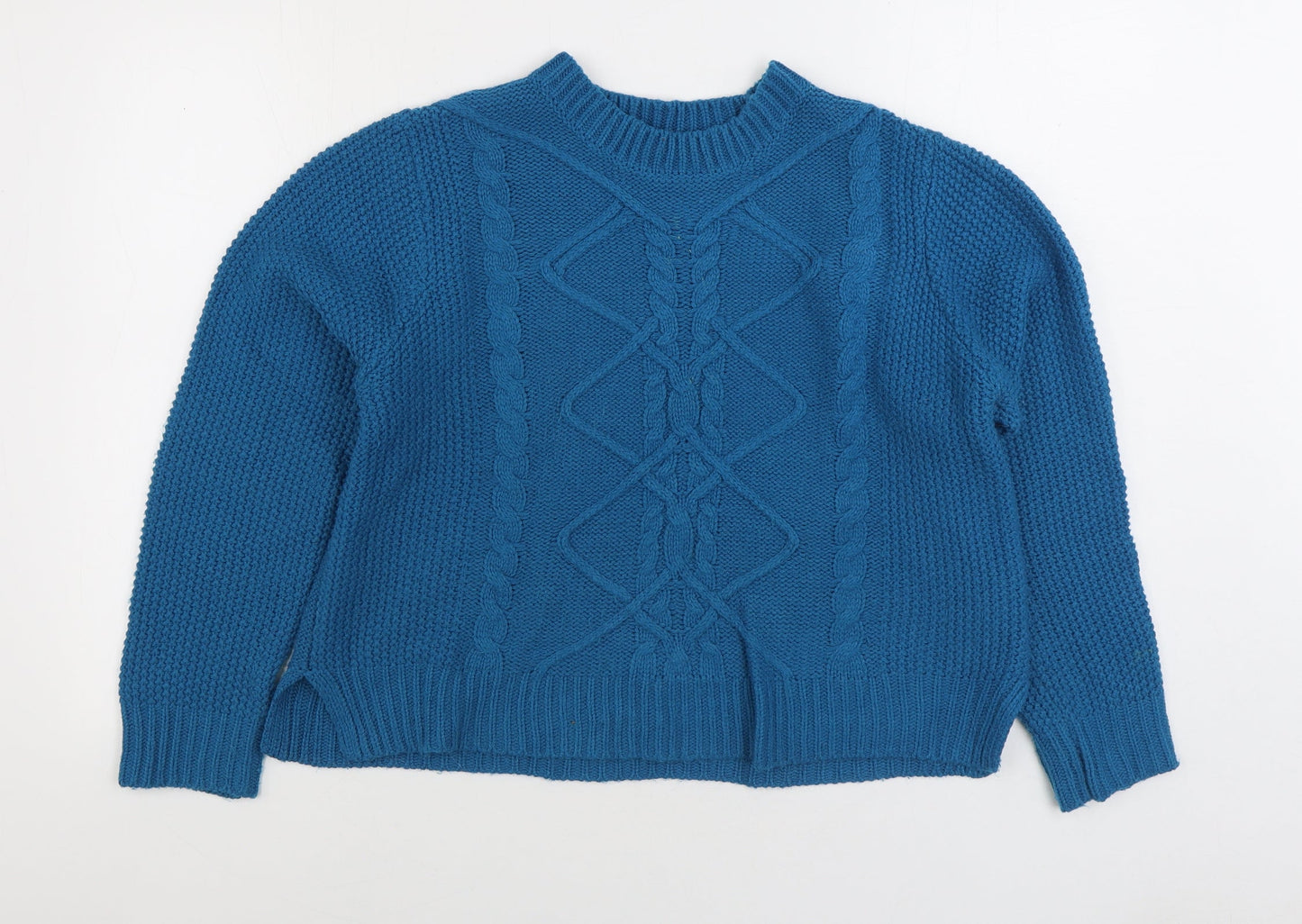 Oasis Womens Blue Round Neck Acrylic Pullover Jumper Size L