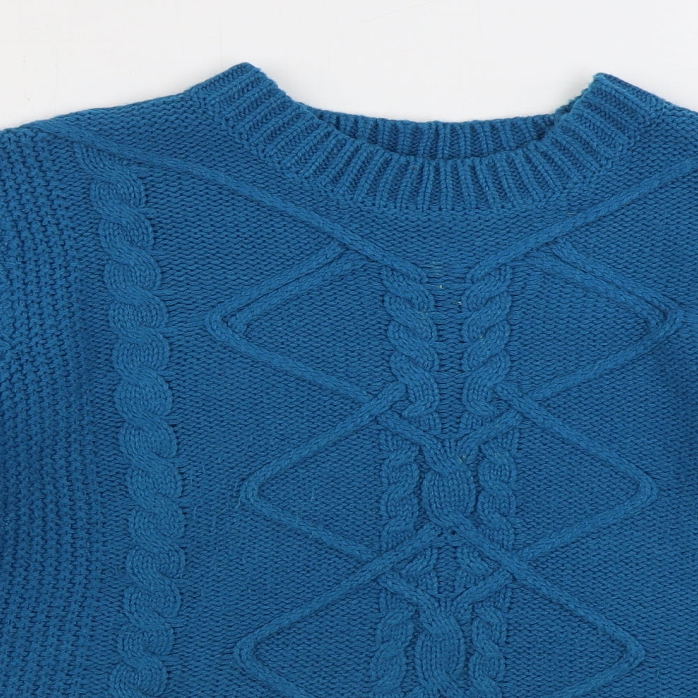 Oasis Womens Blue Round Neck Acrylic Pullover Jumper Size L