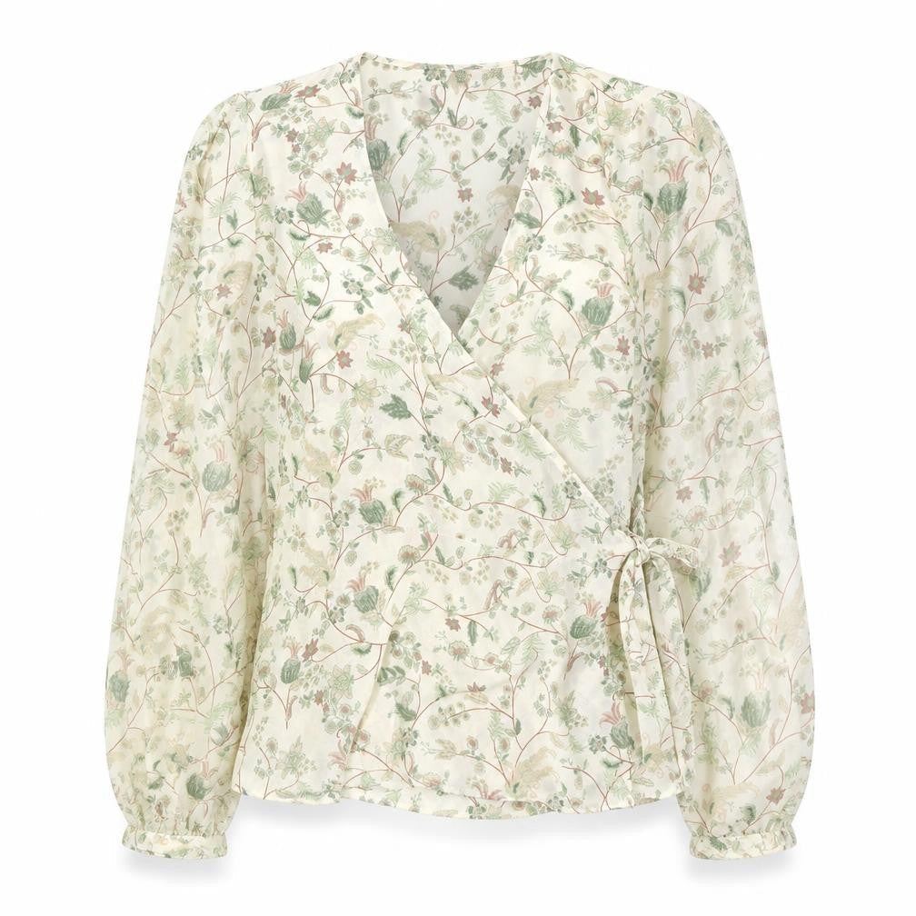 Rose+OIive Womens Multicoloured Floral Polyester Wrap Blouse Size S V-Neck
