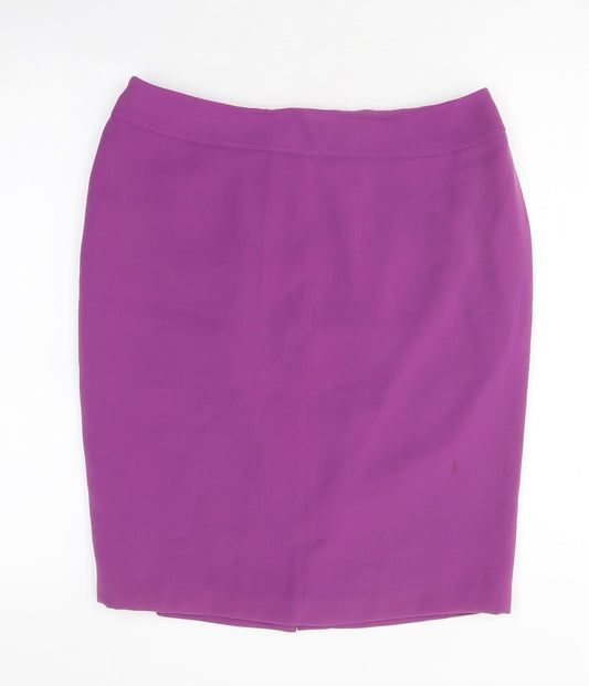 Julian Taylor Womens Purple Polyester A-Line Skirt Size 14 Zip