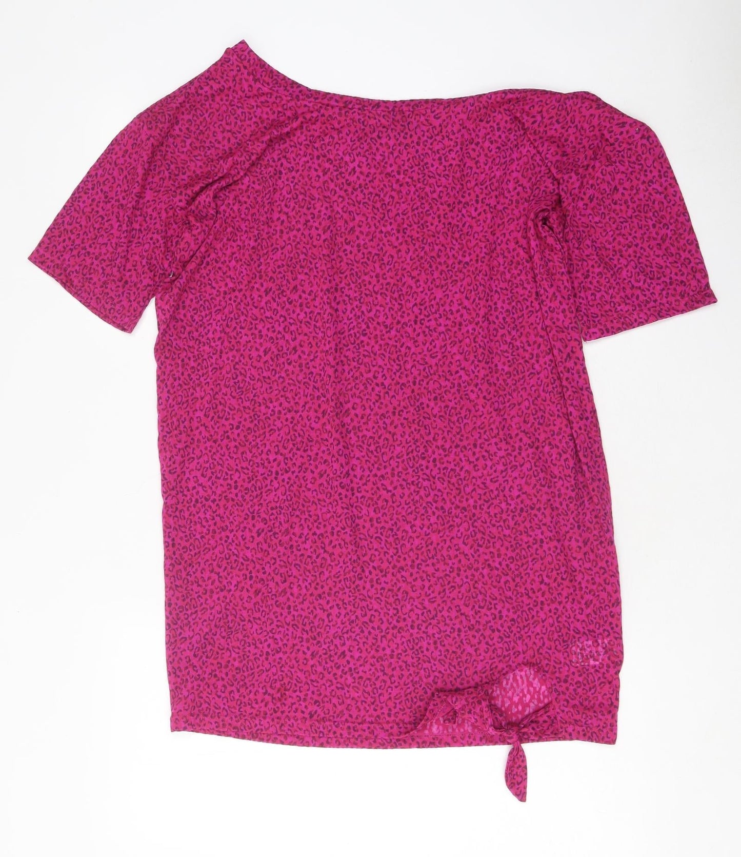 NEXT Womens Pink Animal Print Polyester Basic T-Shirt Size 8 Round Neck - Tie