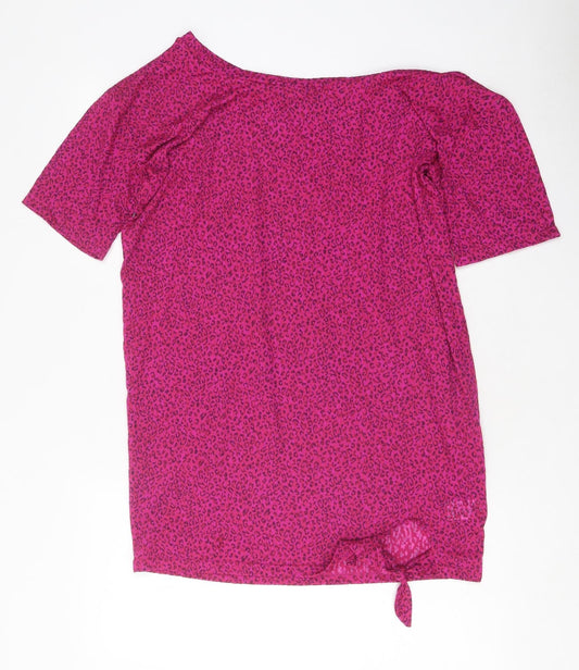 NEXT Womens Pink Animal Print Polyester Basic T-Shirt Size 8 Round Neck - Tie