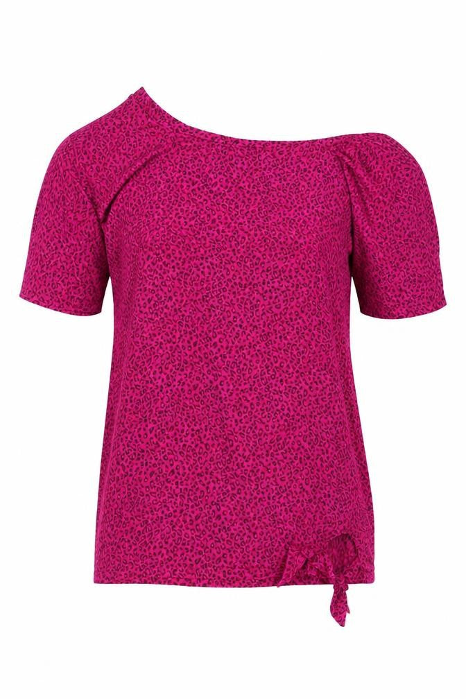 NEXT Womens Pink Animal Print Polyester Basic T-Shirt Size 8 Round Neck - Tie