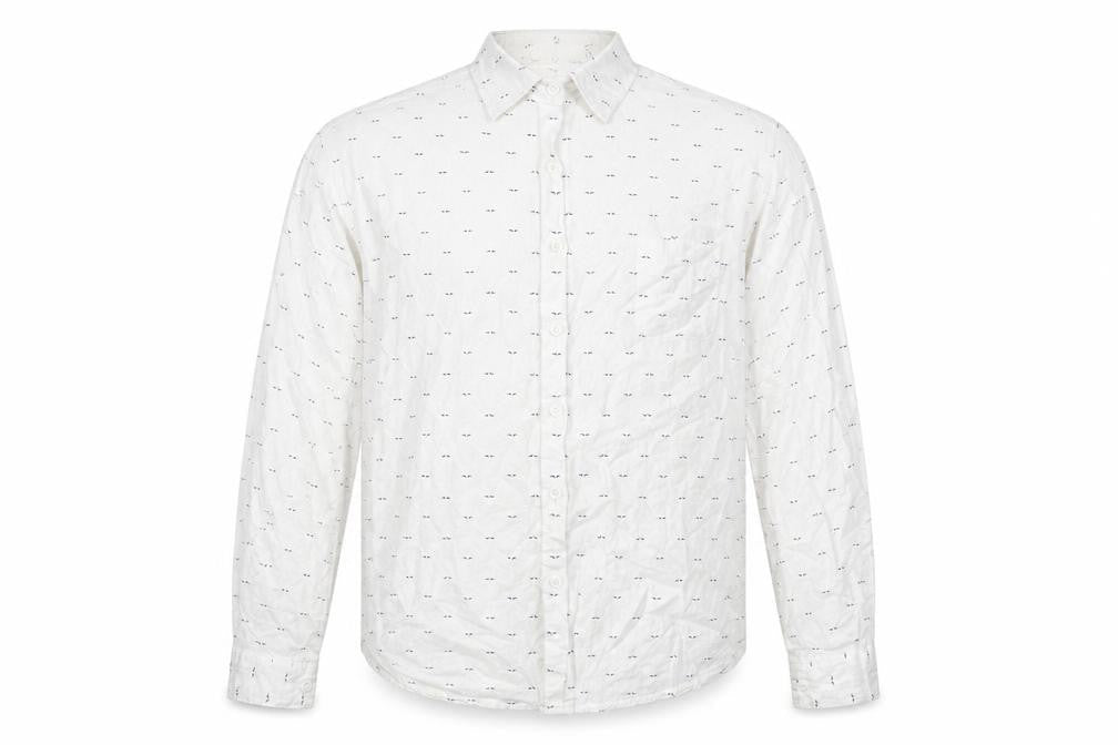 Pigment Mens White Geometric Polyester Button-Up Size M Collared Button