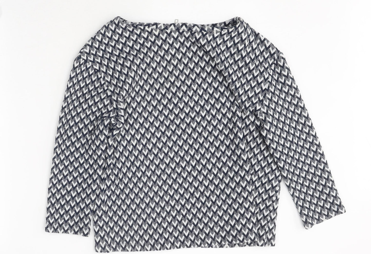 River Island Womens Multicoloured Geometric Polyester Basic Blouse Size 8 Boat Neck