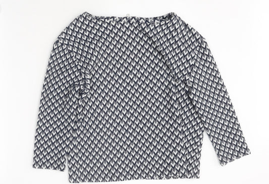 River Island Womens Multicoloured Geometric Polyester Basic Blouse Size 8 Boat Neck