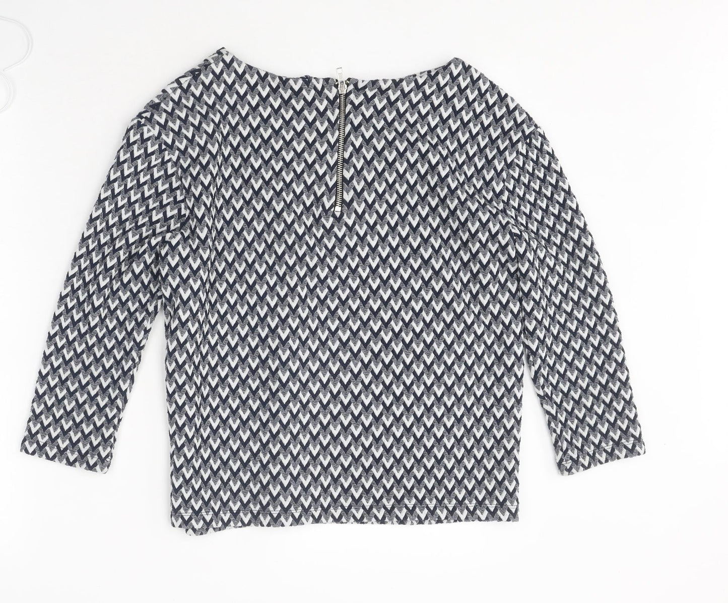 River Island Womens Multicoloured Geometric Polyester Basic Blouse Size 8 Boat Neck