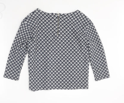 River Island Womens Multicoloured Geometric Polyester Basic Blouse Size 8 Boat Neck