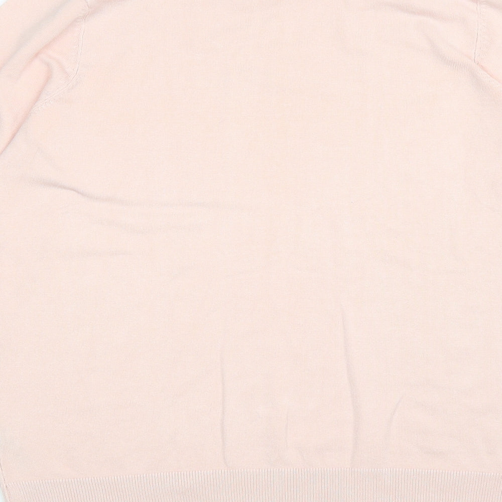 Preworn Womens Pink Round Neck Geometric Viscose Pullover Jumper Size 14 - Stars