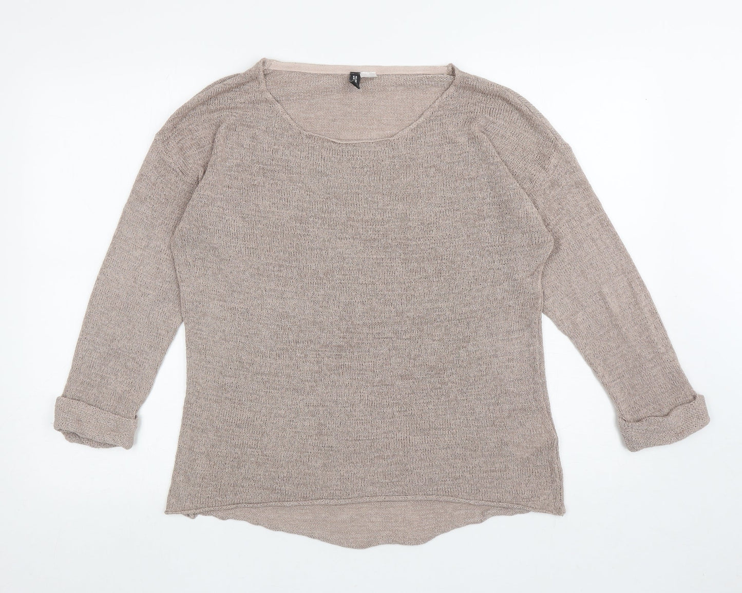 Divided Womens Brown Scoop Neck Acrylic Pullover Jumper Size S