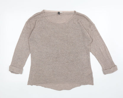 Divided Womens Brown Scoop Neck Acrylic Pullover Jumper Size S