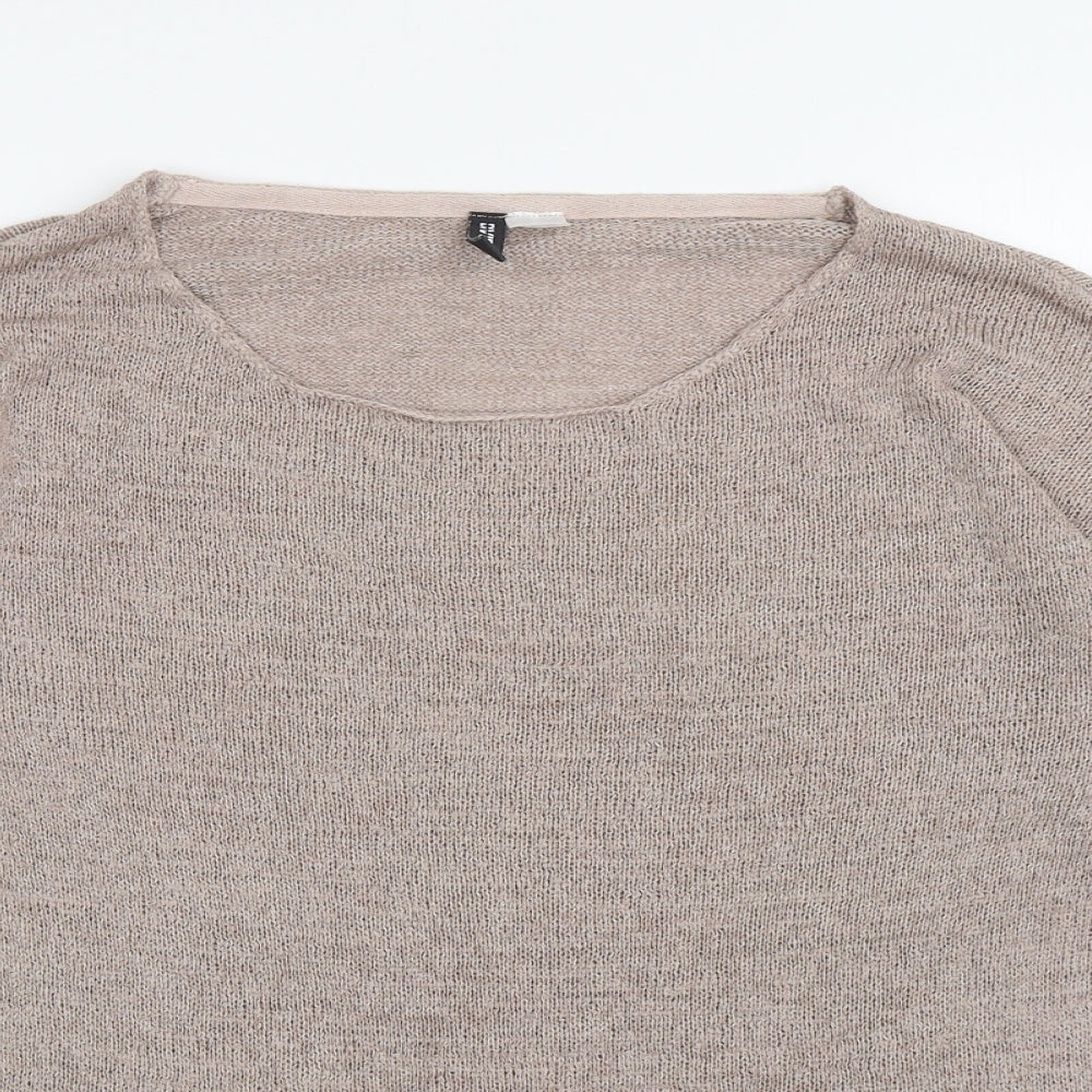Divided Womens Brown Scoop Neck Acrylic Pullover Jumper Size S