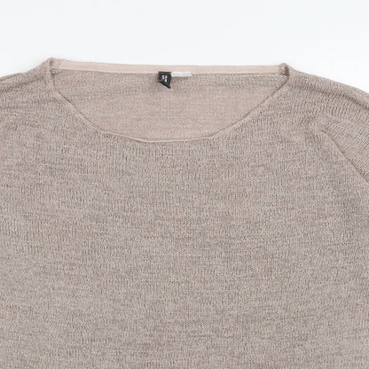 Divided Womens Brown Scoop Neck Acrylic Pullover Jumper Size S