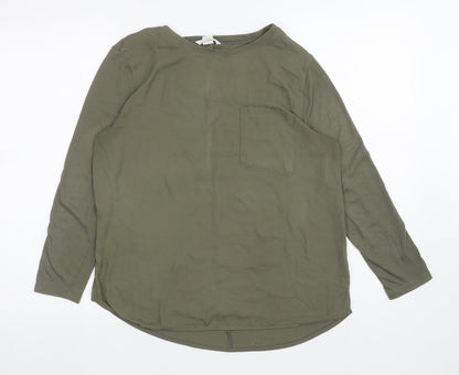 H&M Womens Green Polyester Basic T-Shirt Size S Round Neck