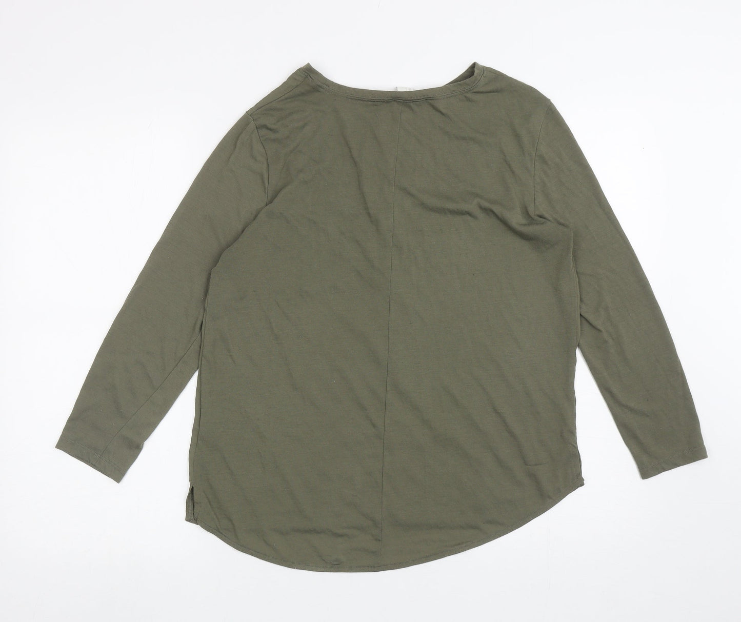 H&M Womens Green Polyester Basic T-Shirt Size S Round Neck