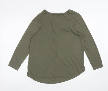 H&M Womens Green Polyester Basic T-Shirt Size S Round Neck
