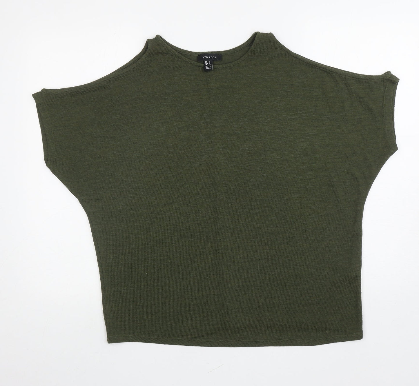 New Look Womens Green Polyester Basic T-Shirt Size M Round Neck - Cut out shoulders
