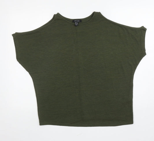 New Look Womens Green Polyester Basic T-Shirt Size M Round Neck - Cut out shoulders