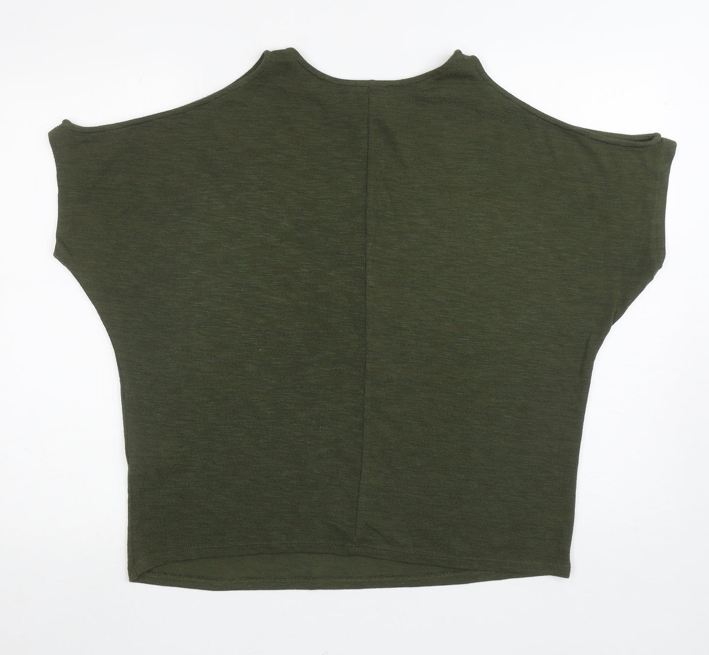 New Look Womens Green Polyester Basic T-Shirt Size M Round Neck - Cut out shoulders
