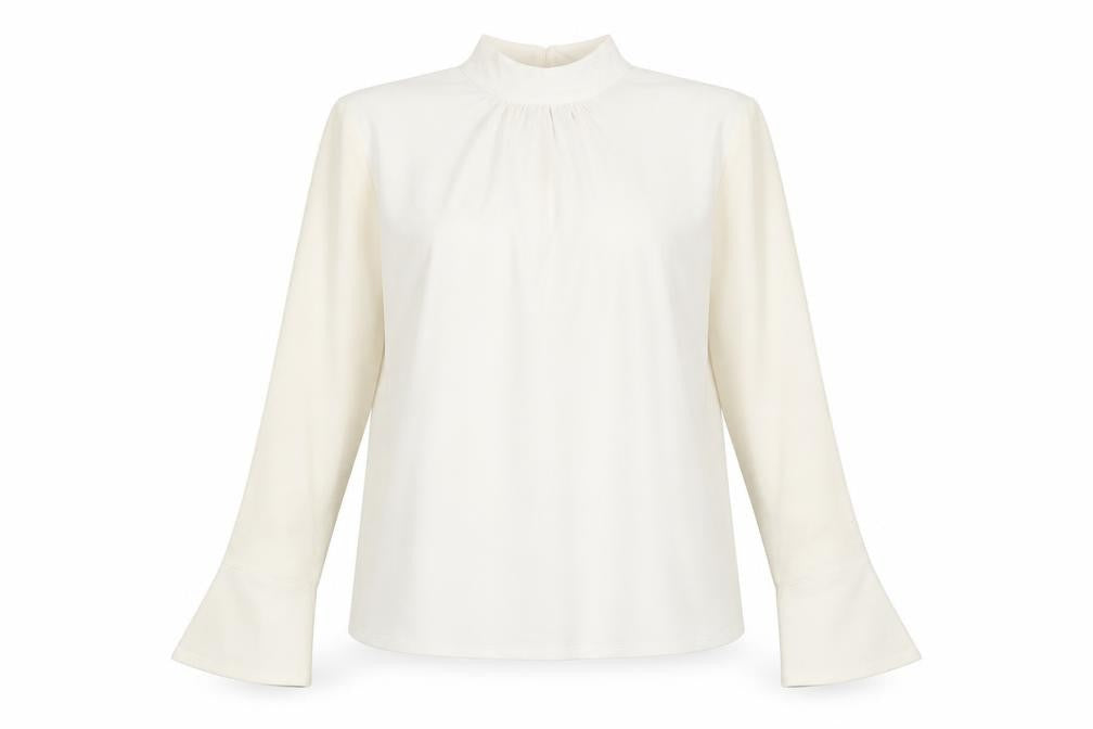 NEXT Womens Ivory Polyester Basic Blouse Size 16 Mock Neck