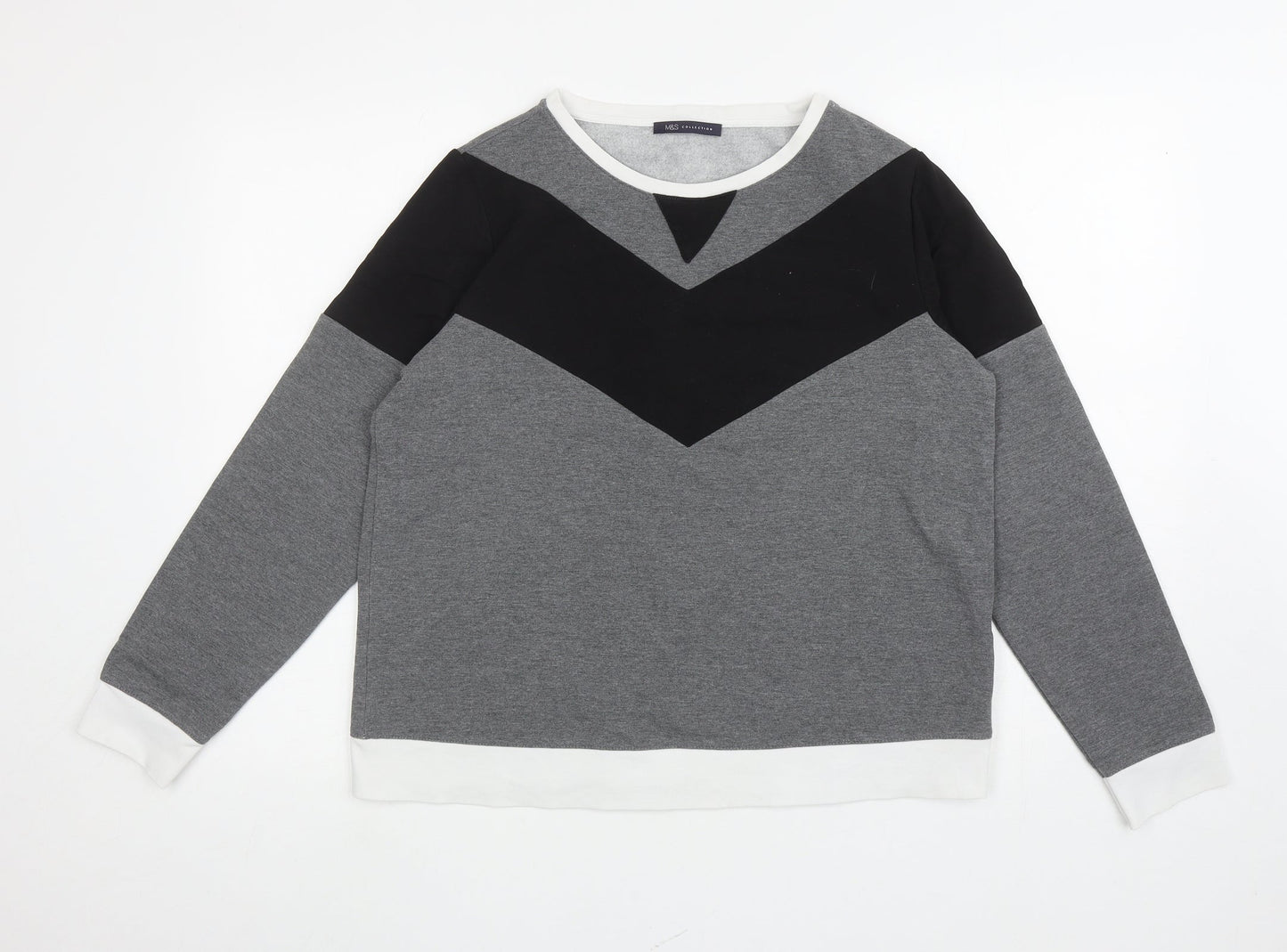 Marks and Spencer Womens Grey Colourblock Polyester Pullover Sweatshirt Size 16 Pullover