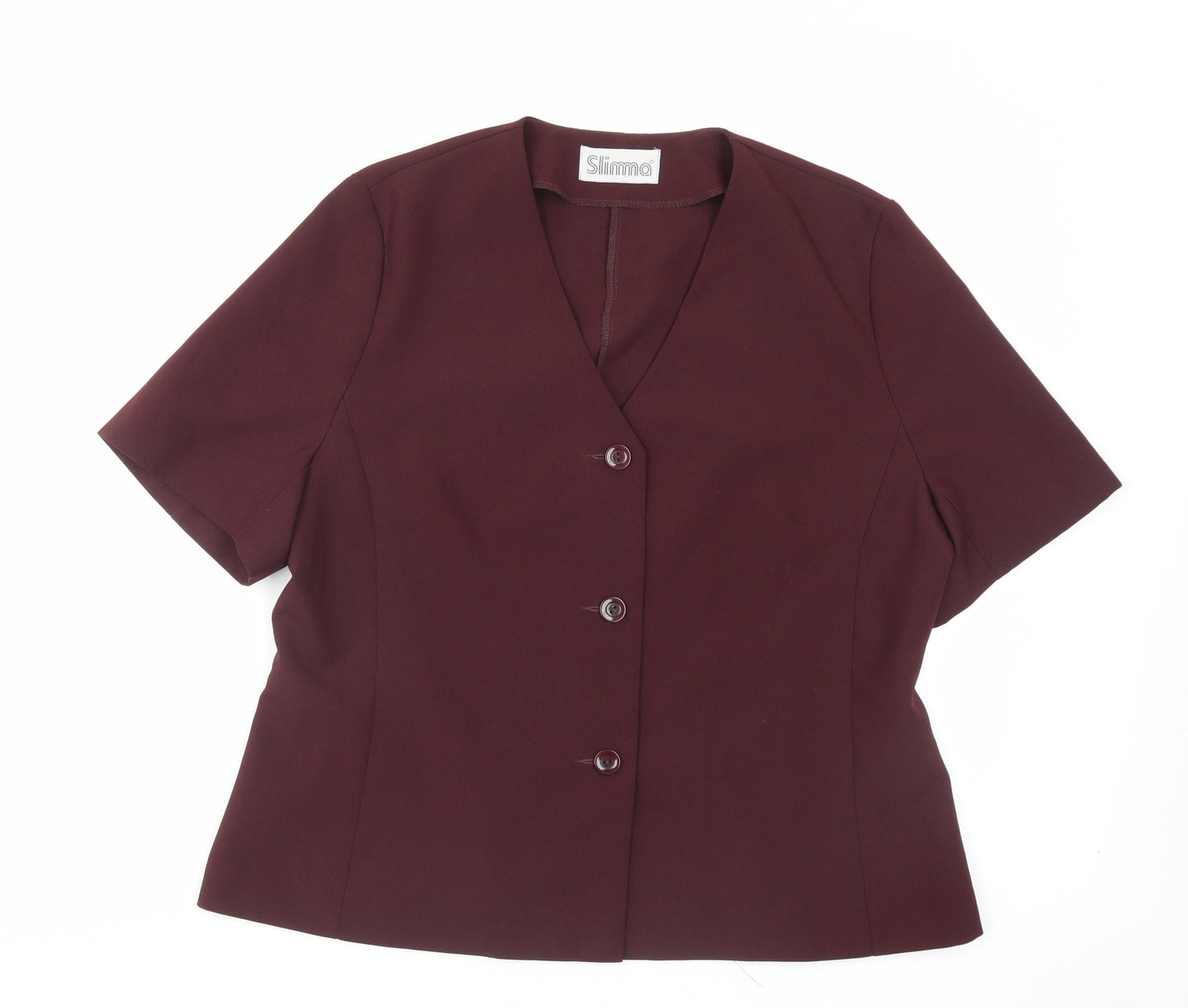 Slimma Womens Purple Polyester Basic Button-Up Size 18 V-Neck