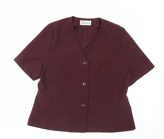 Slimma Womens Purple Polyester Basic Button-Up Size 18 V-Neck