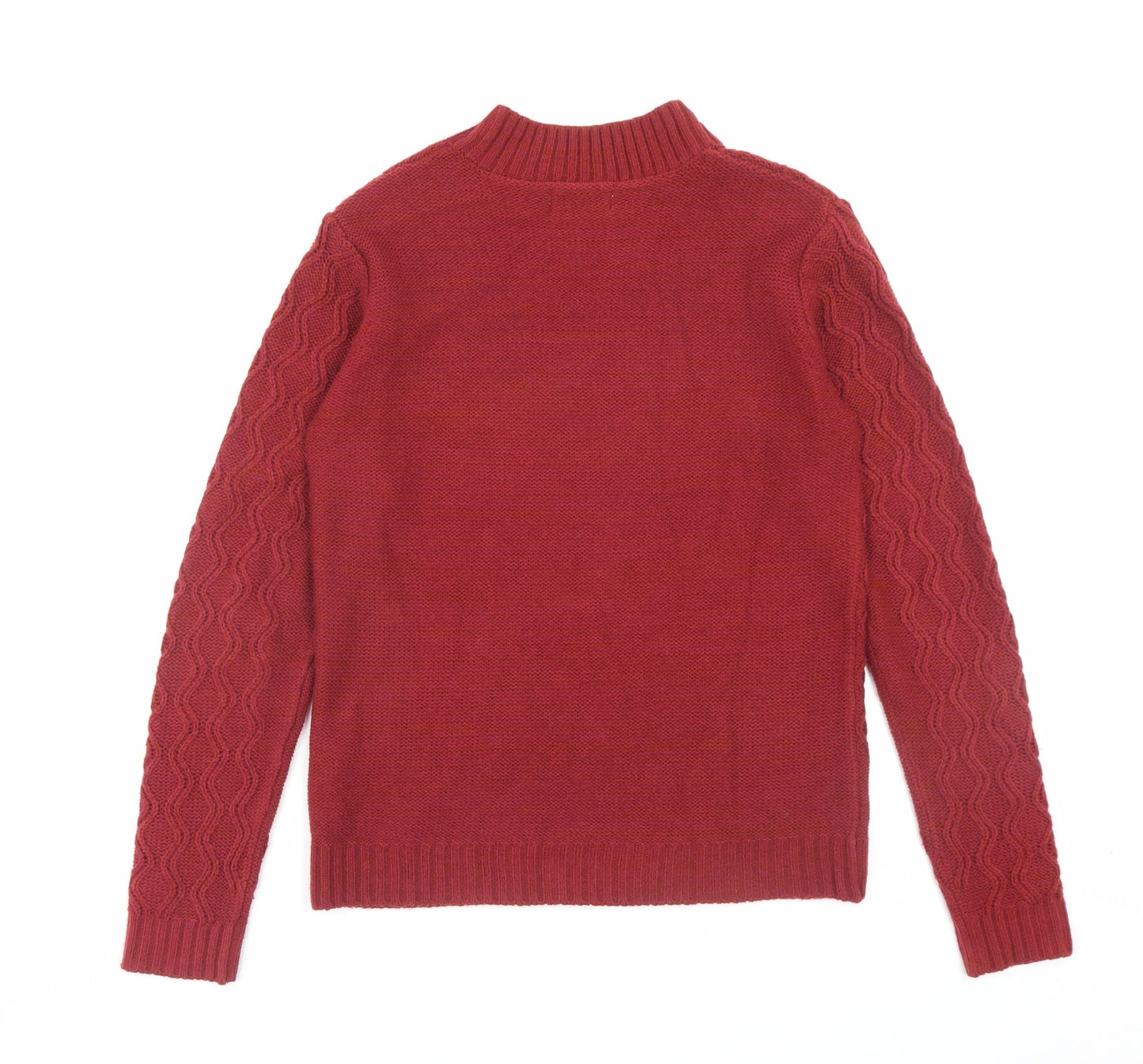 Matalan Womens Red Mock Neck Acrylic Pullover Jumper Size S