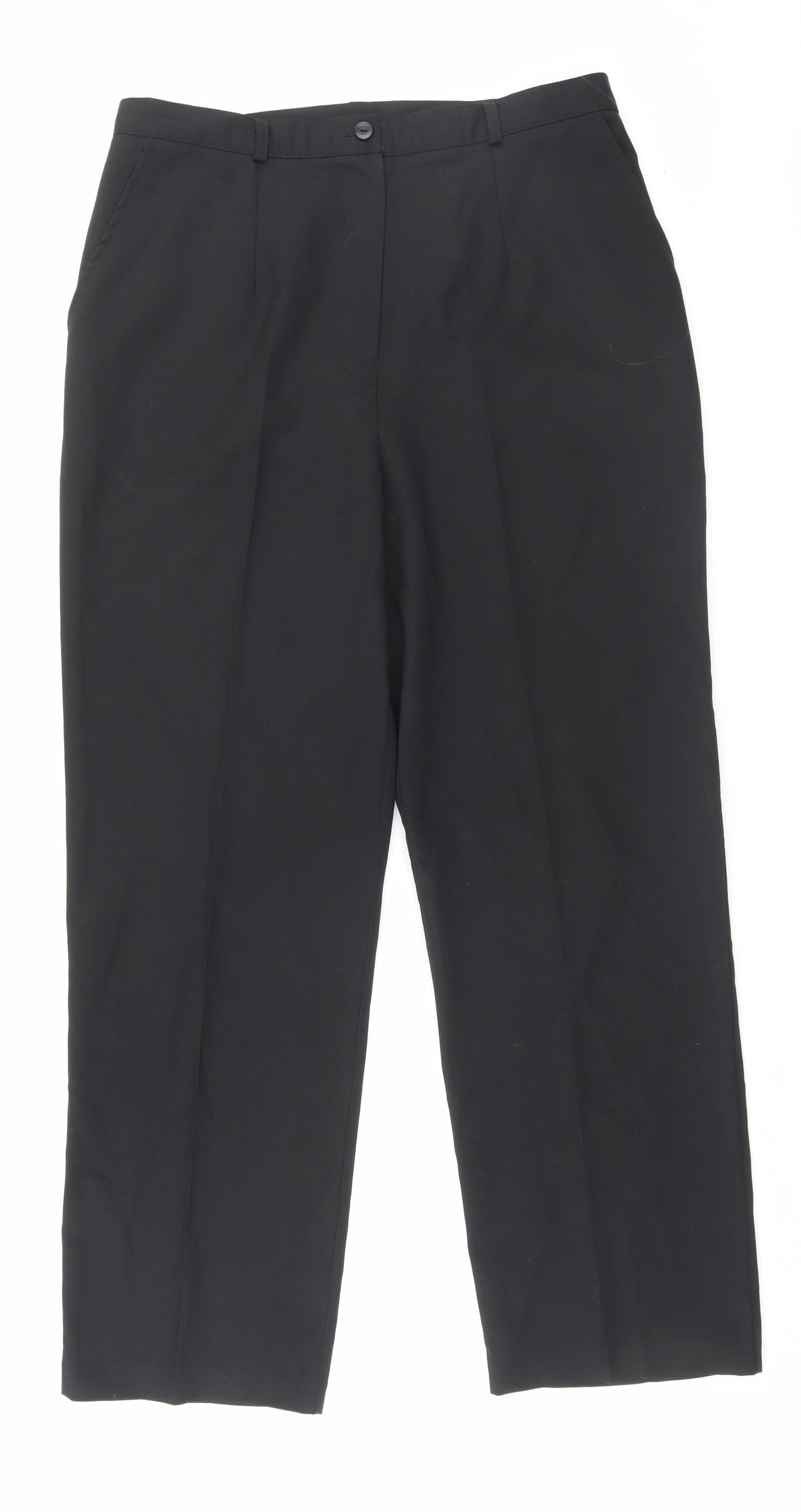 Country Collection Womens Black Polyester Trousers Size 16 L30 in Regular Button