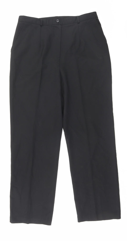 Country Collection Womens Black Polyester Trousers Size 16 L30 in Regular Button
