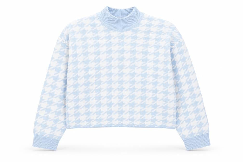 H&M Womens Blue High Neck Geometric Acrylic Pullover Jumper Size M
