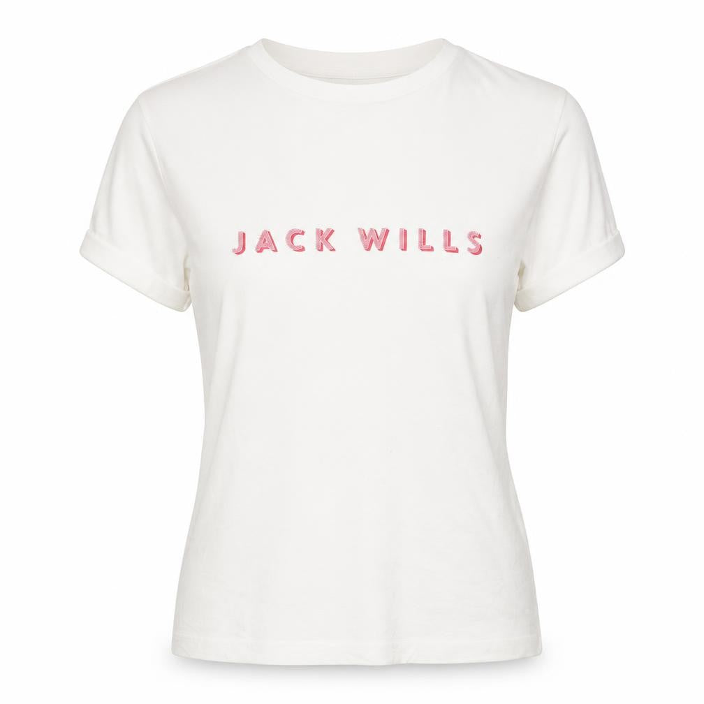 Jack Wills Womens White Polyester Basic T-Shirt Size 6 Crew Neck