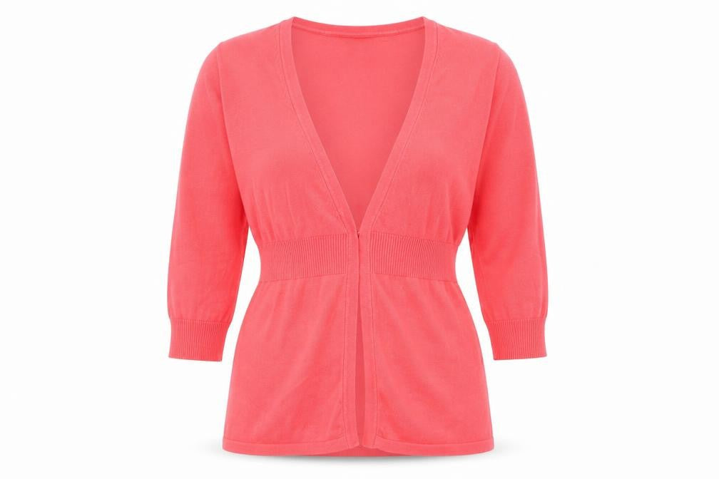 Monsoon Womens Pink V-Neck Cotton Cardigan Jumper Size 10