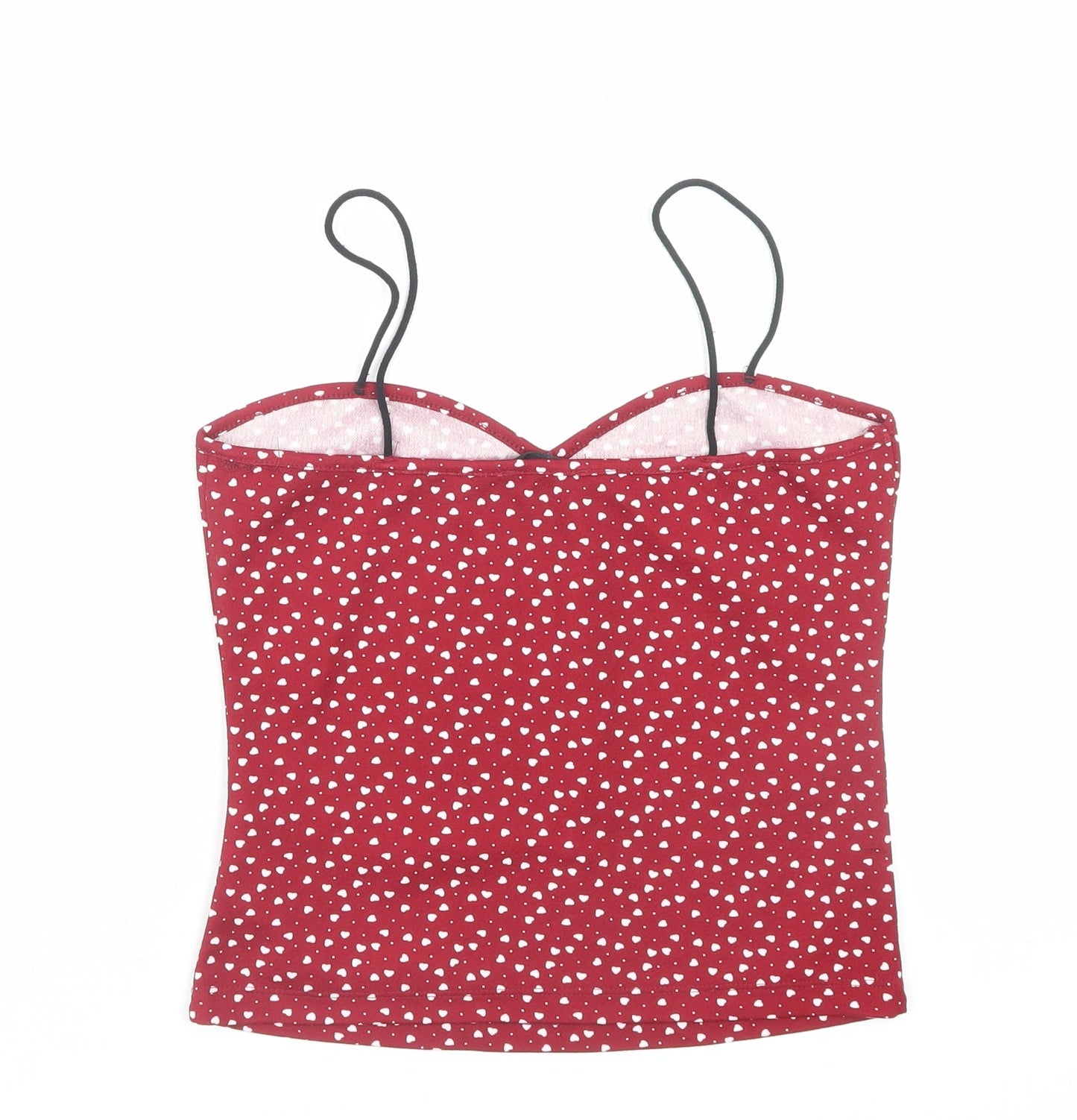 SheIn Womens Red Geometric Polyester Camisole Tank Size S Sweetheart - Heart Pattern