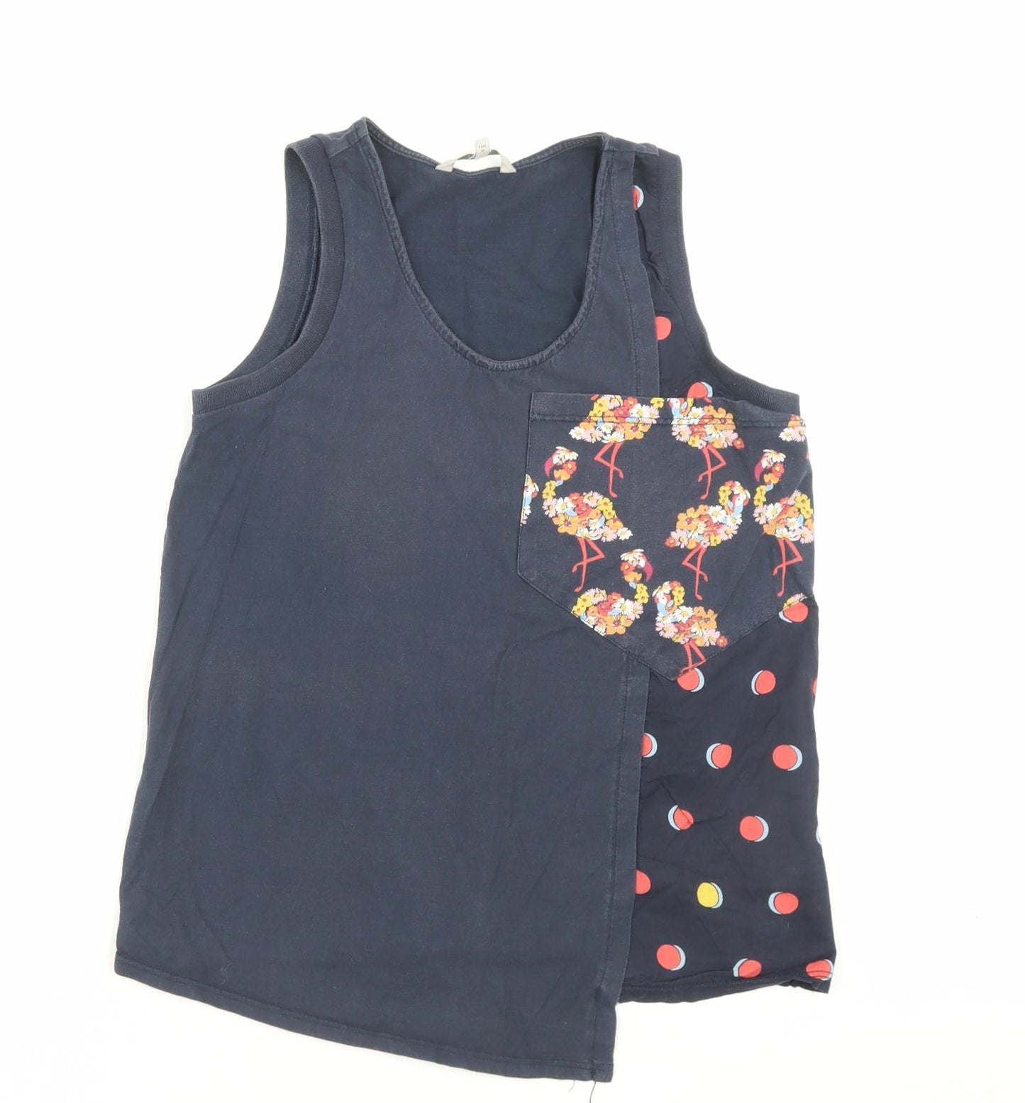NEXT Womens Blue Geometric Cotton Basic Tank Size 8 Scoop Neck - Pocket Detail