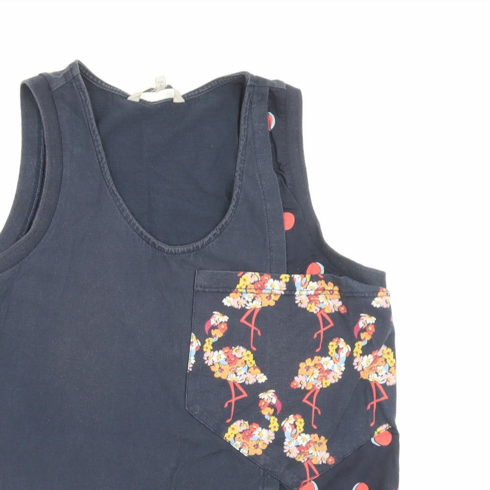 NEXT Womens Blue Geometric Cotton Basic Tank Size 8 Scoop Neck - Pocket Detail