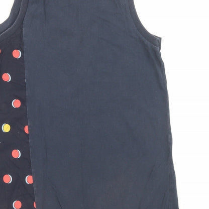 Next Womens Blue Geometric Cotton Basic Tank Size 8 Scoop Neck - Pocket Detail