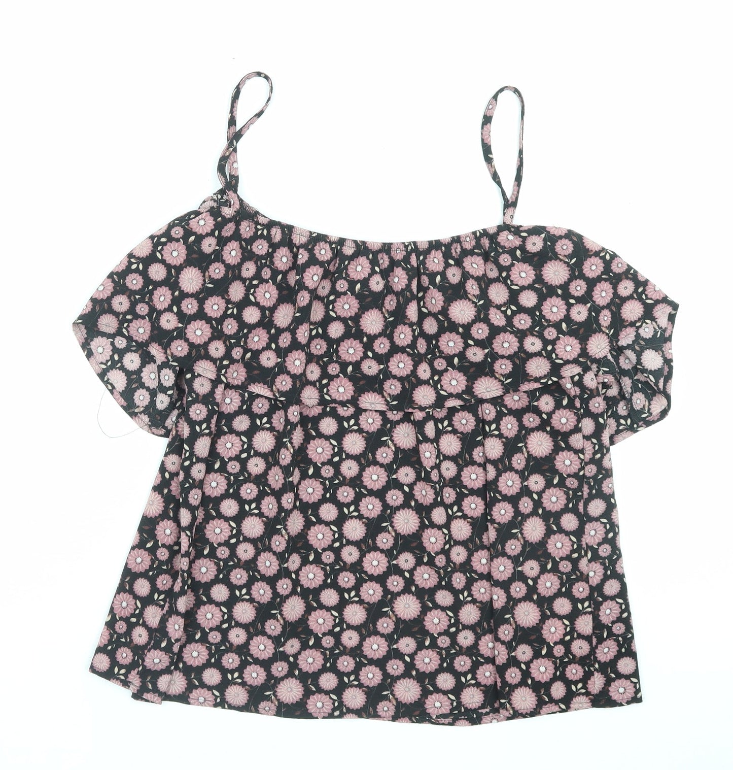 Apricot Womens Purple Floral Polyester Basic Blouse Size 14 Square Neck
