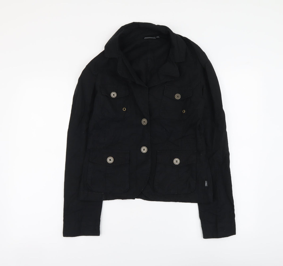 City Life Womens Black Jacket Size L Button