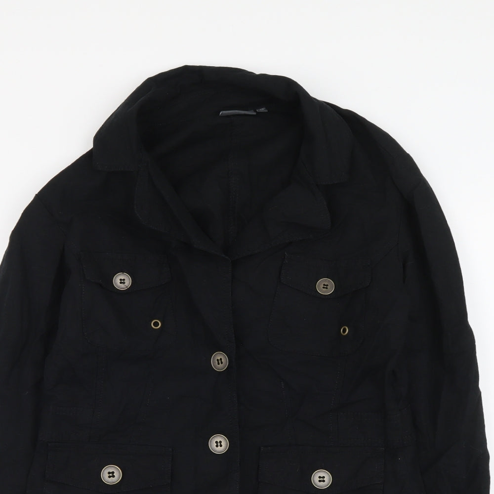 City Life Womens Black Jacket Size L Button