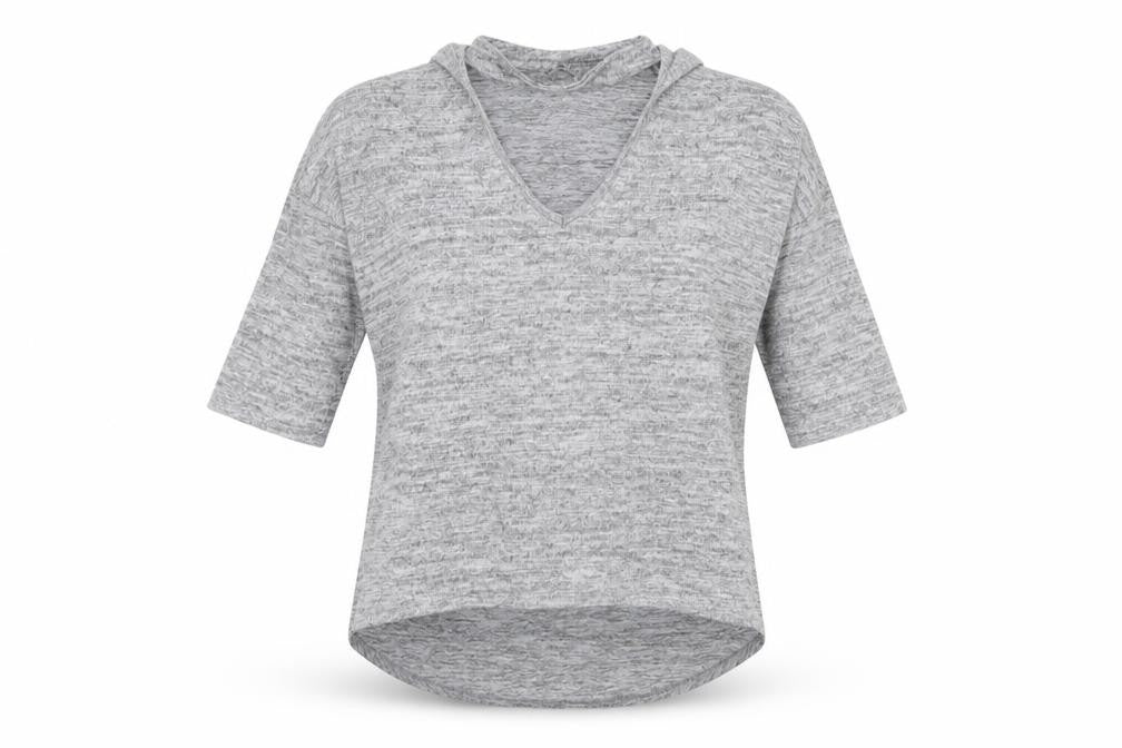 New Look Womens Grey Polyester Basic T-Shirt Size S V-Neck