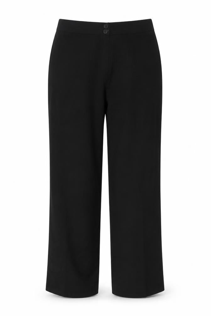Elimma Collection Womens Black Polyester Trousers Size 14 L30 in Regular Button