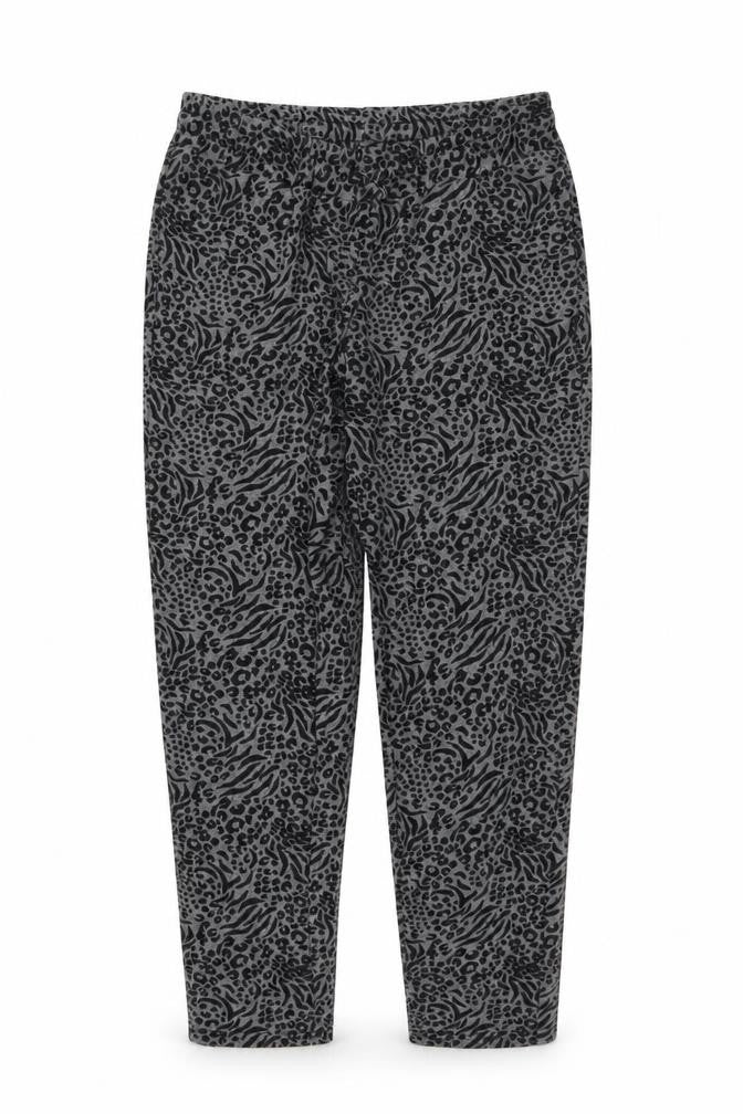Fluid Womens Green Animal Print Polyester Trousers Size 12 L29 in Regular Drawstring - Leopard pattern
