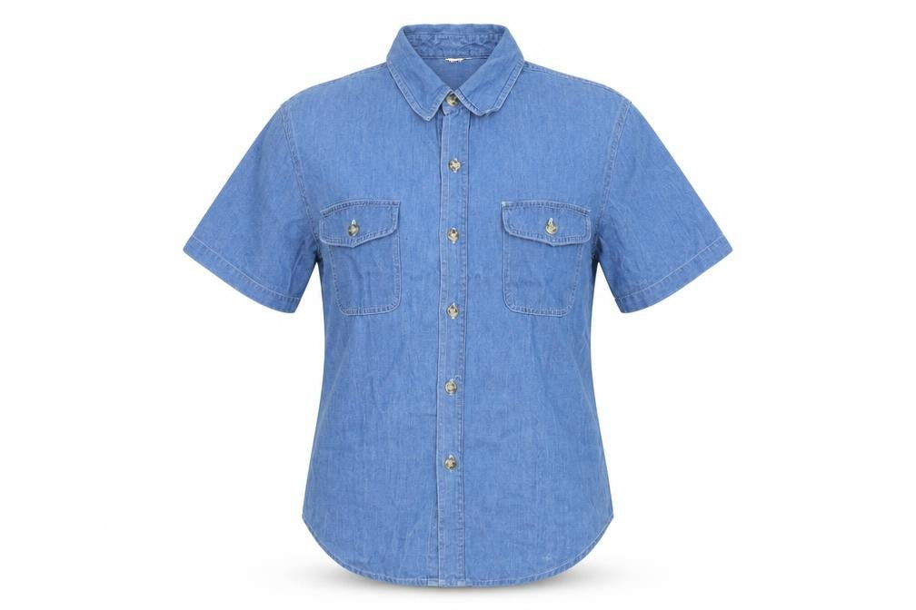 Mickey & Co Womens Blue Cotton Basic Button-Up Size S Collared - Pooh
