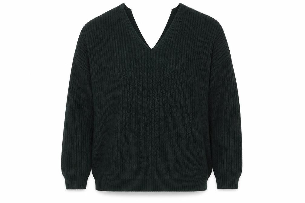 New Look Womens Green V-Neck Acrylic Pullover Jumper Size M