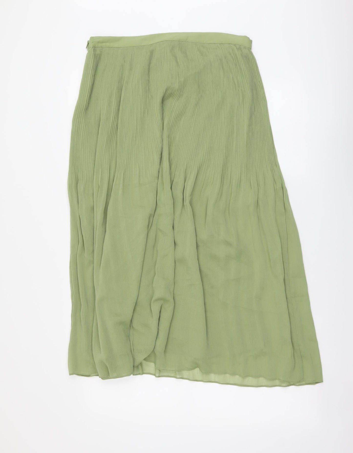 Marks and Spencer Womens Green Polyester Pleated Skirt Size 20 Zip