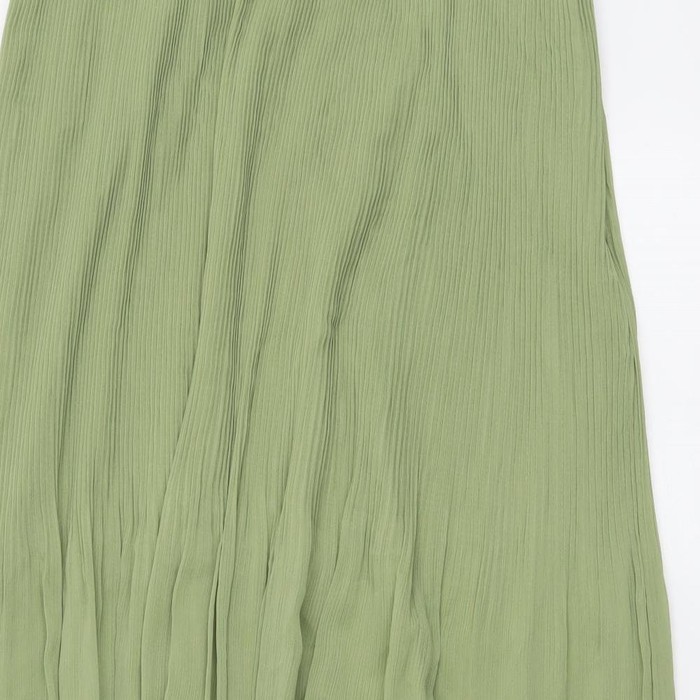 Marks and Spencer Womens Green Polyester Pleated Skirt Size 20 Zip