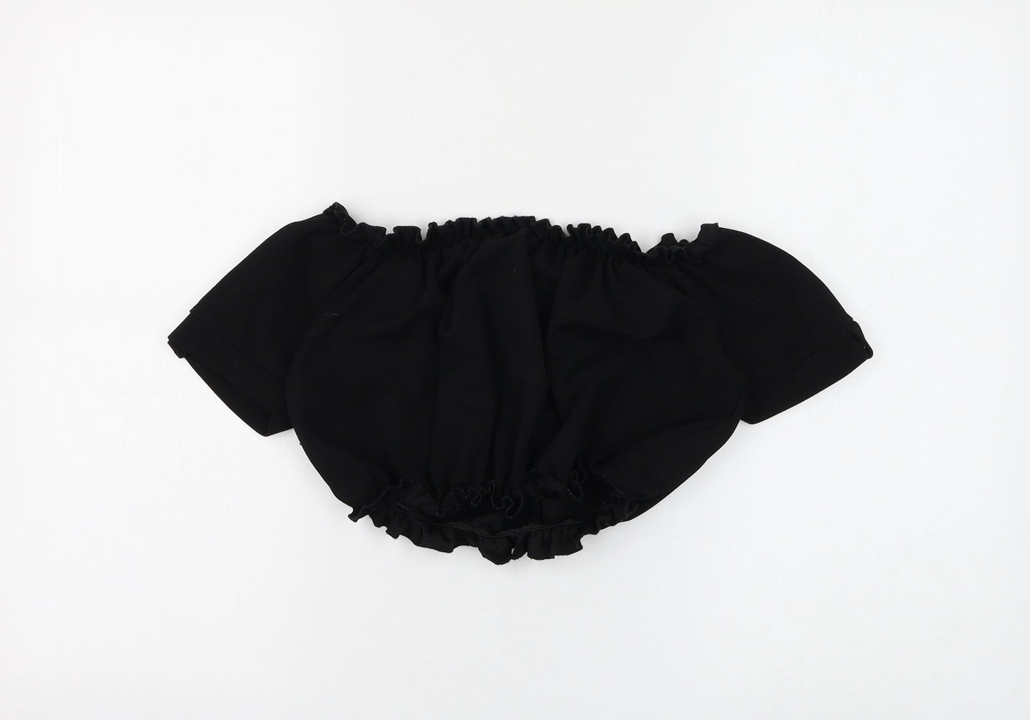 Cameo Rose Womens Black Polyester Cropped Blouse Size 12 Off the Shoulder