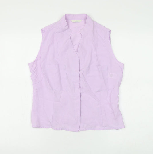 Marks and Spencer Womens Purple Lyocell Basic Blouse Size 14 V-Neck
